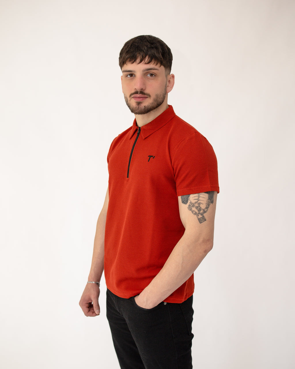 T’omves Kiremit Fermuarlı Polo Yaka T-Shirt