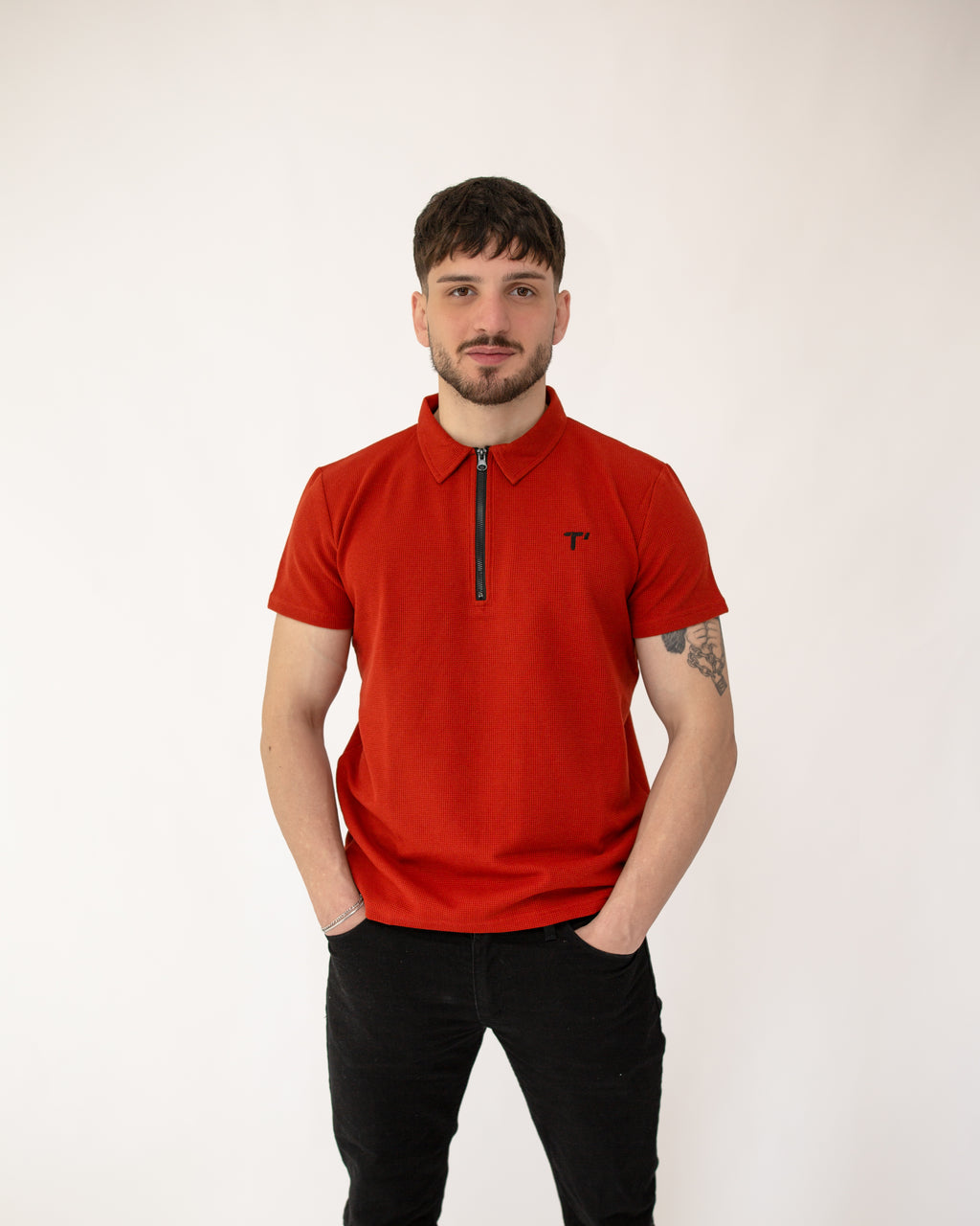 T’omves Kiremit Fermuarlı Polo Yaka T-Shirt