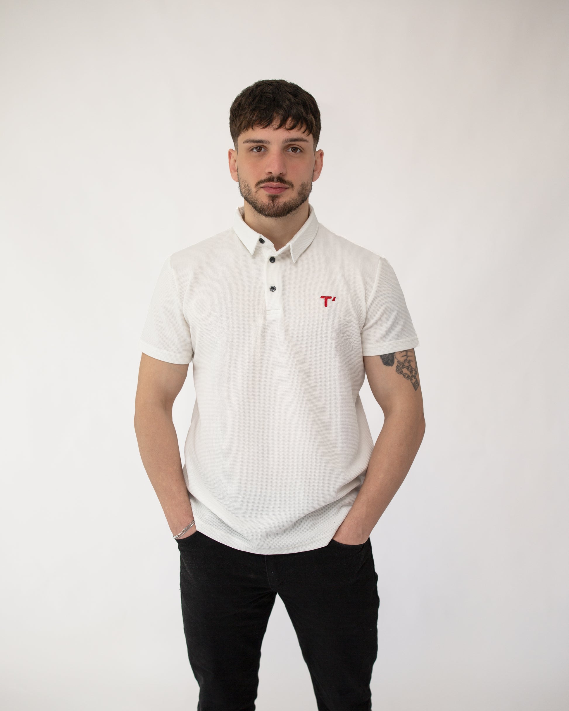 T’omves Beyaz Polo Yaka T-Shirt