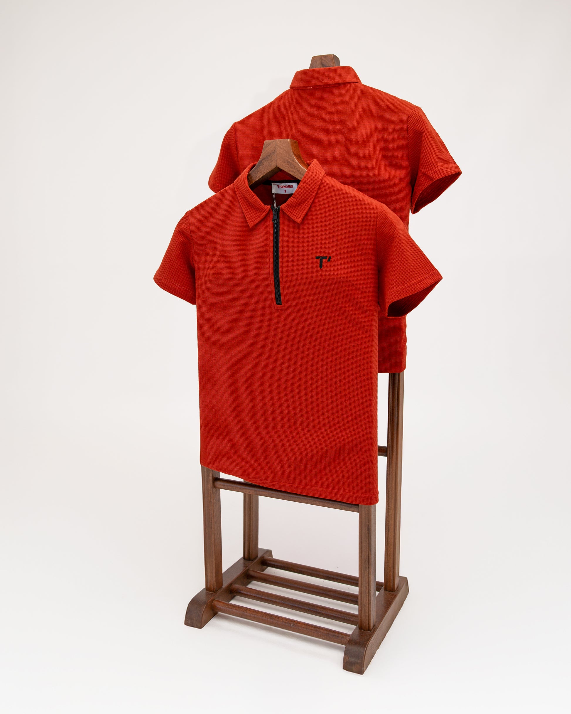 T’omves Kiremit Fermuarlı Polo Yaka T-Shirt
