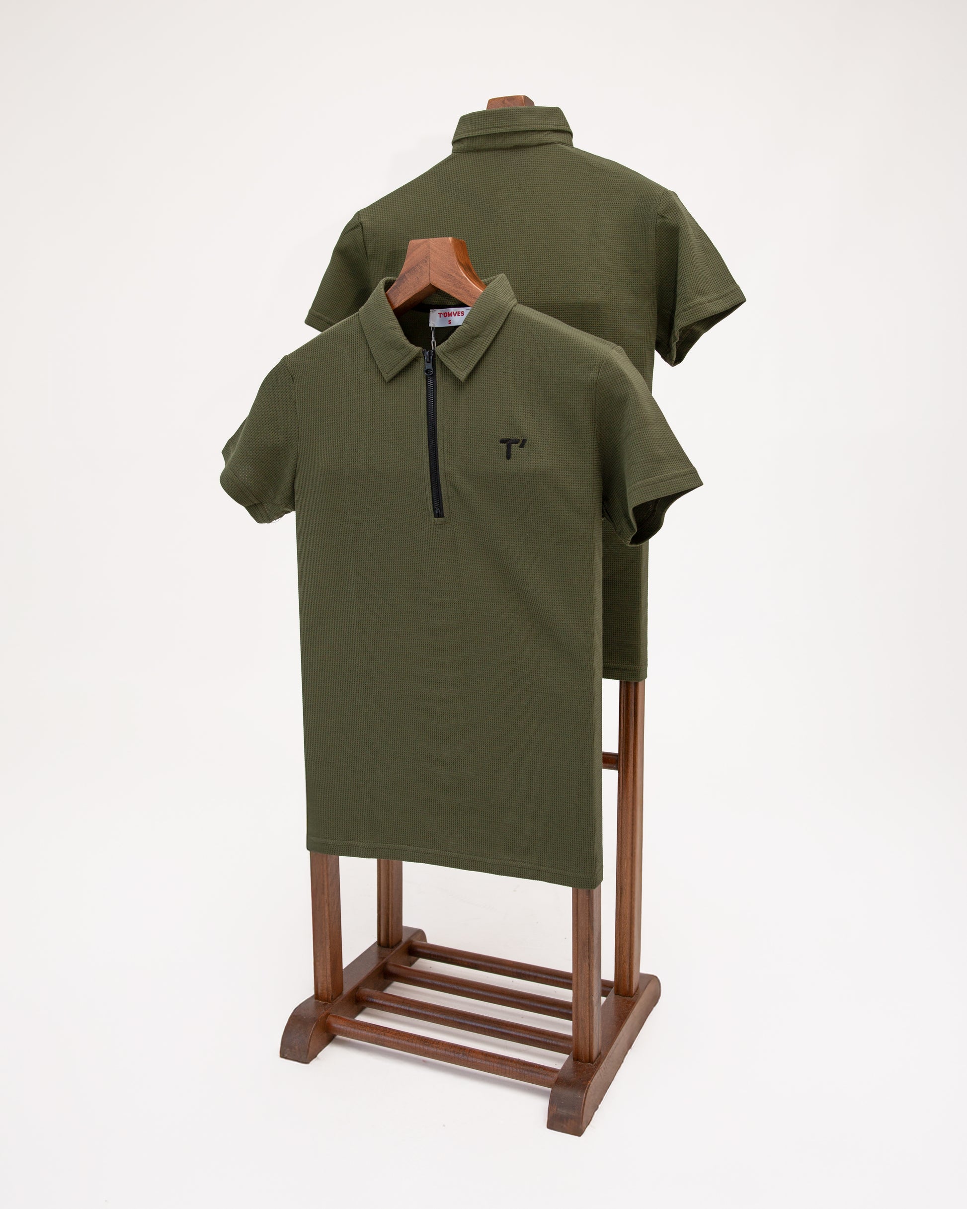 T’omves Haki Fermuarlı Polo Yaka T-Shirt