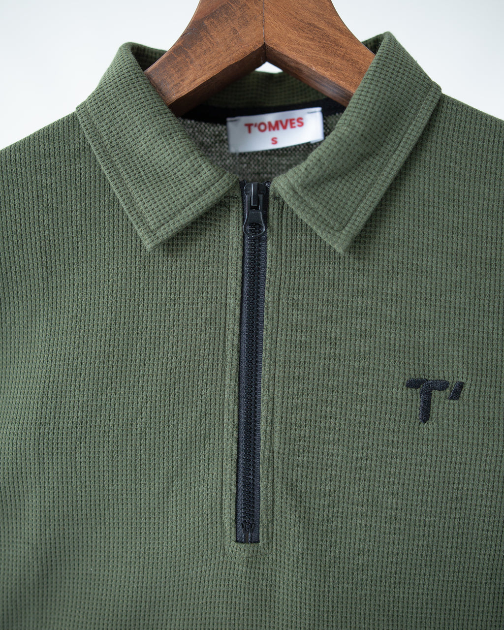 T’omves Haki Fermuarlı Polo Yaka T-Shirt