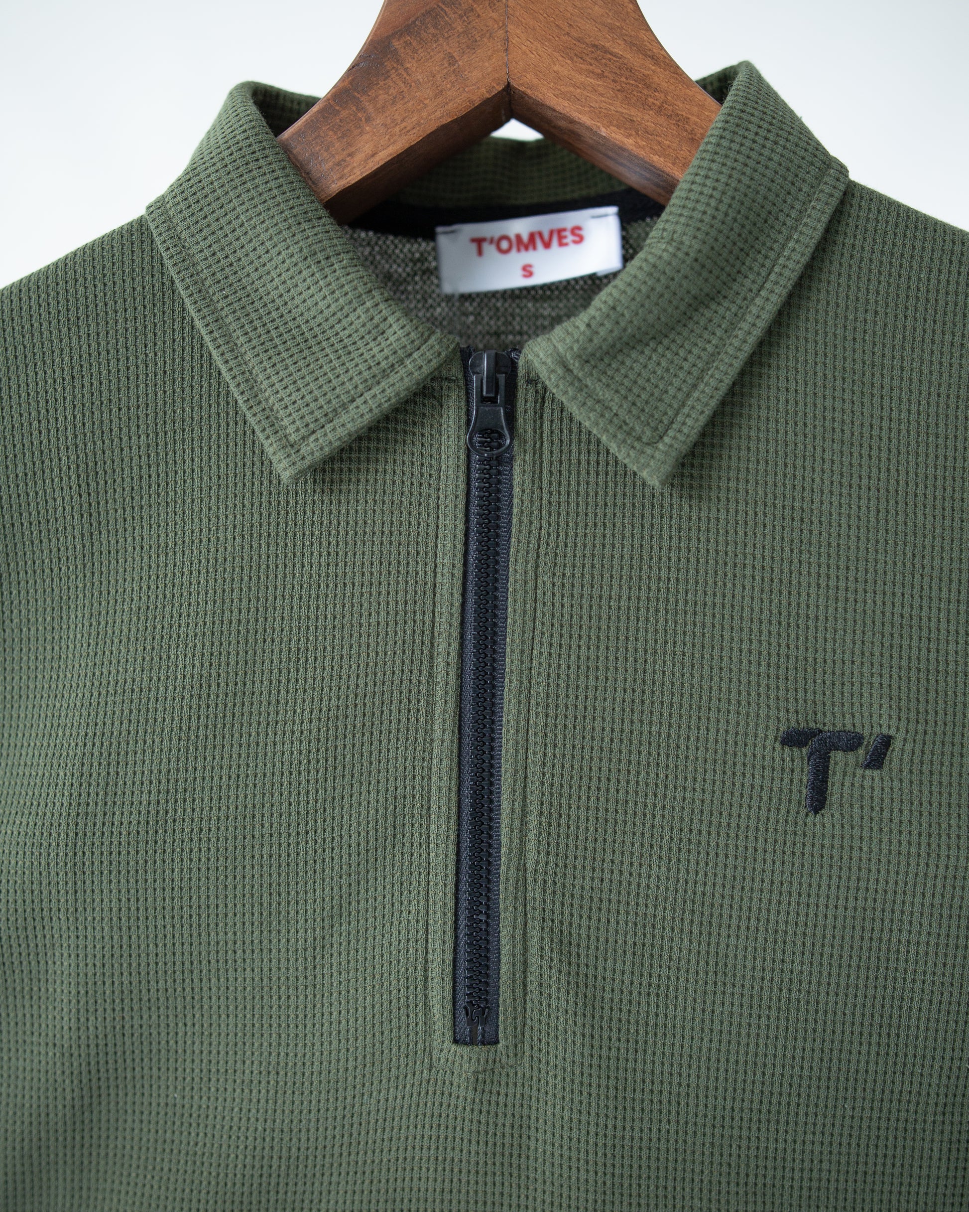 T’omves Haki Fermuarlı Polo Yaka T-Shirt