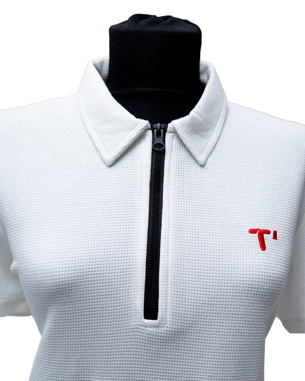 T’OMVES Beyaz Kadın Polo Yaka Fermuarlı T-Shirt