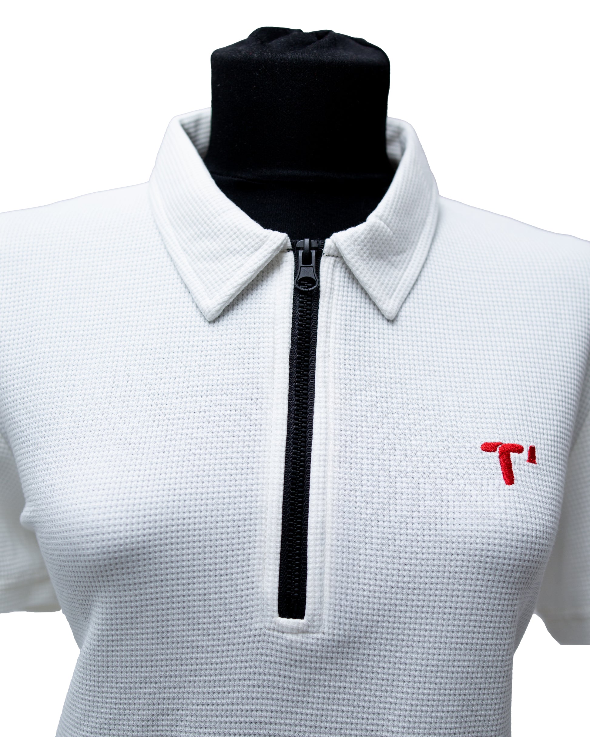 T’OMVES Beyaz Kadın Polo Yaka Fermuarlı T-Shirt