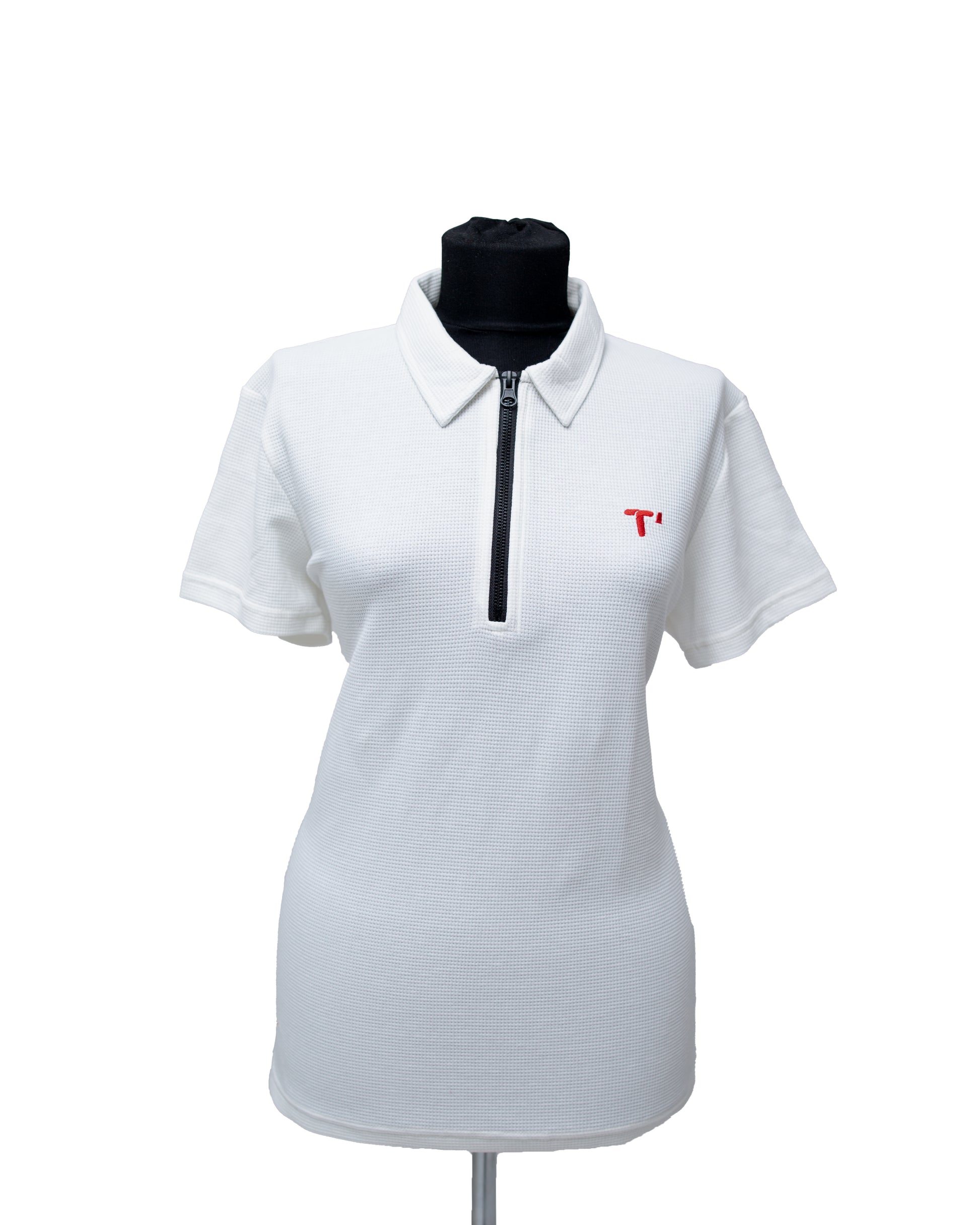 T’OMVES Beyaz Kadın Polo Yaka Fermuarlı T-Shirt