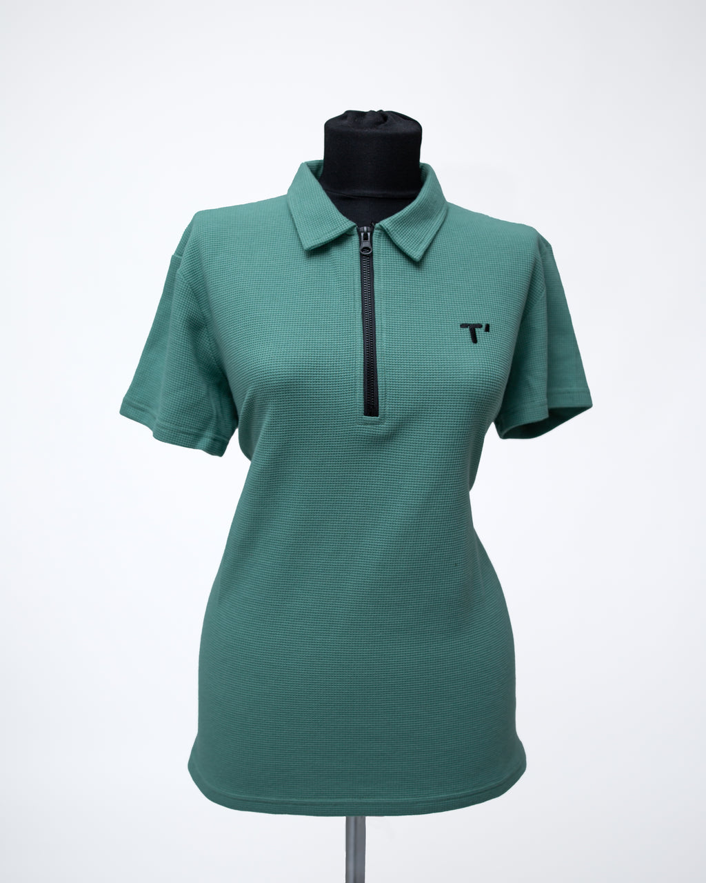 T’OMVES Yosun Yeşili Kadın Polo Yaka Fermuarlı T-Shirt