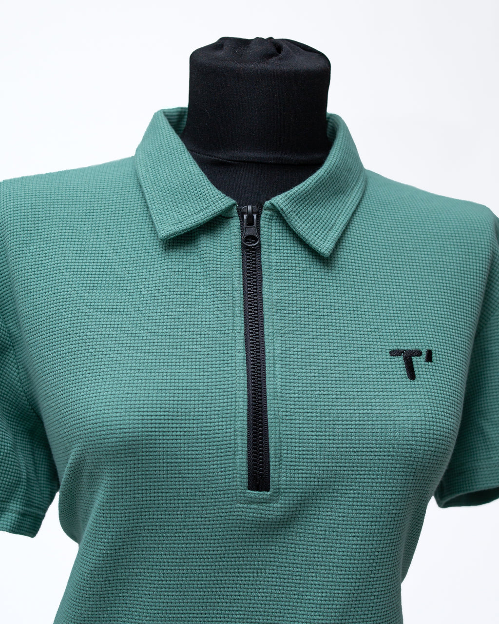 T’OMVES Yosun Yeşili Kadın Polo Yaka Fermuarlı T-Shirt