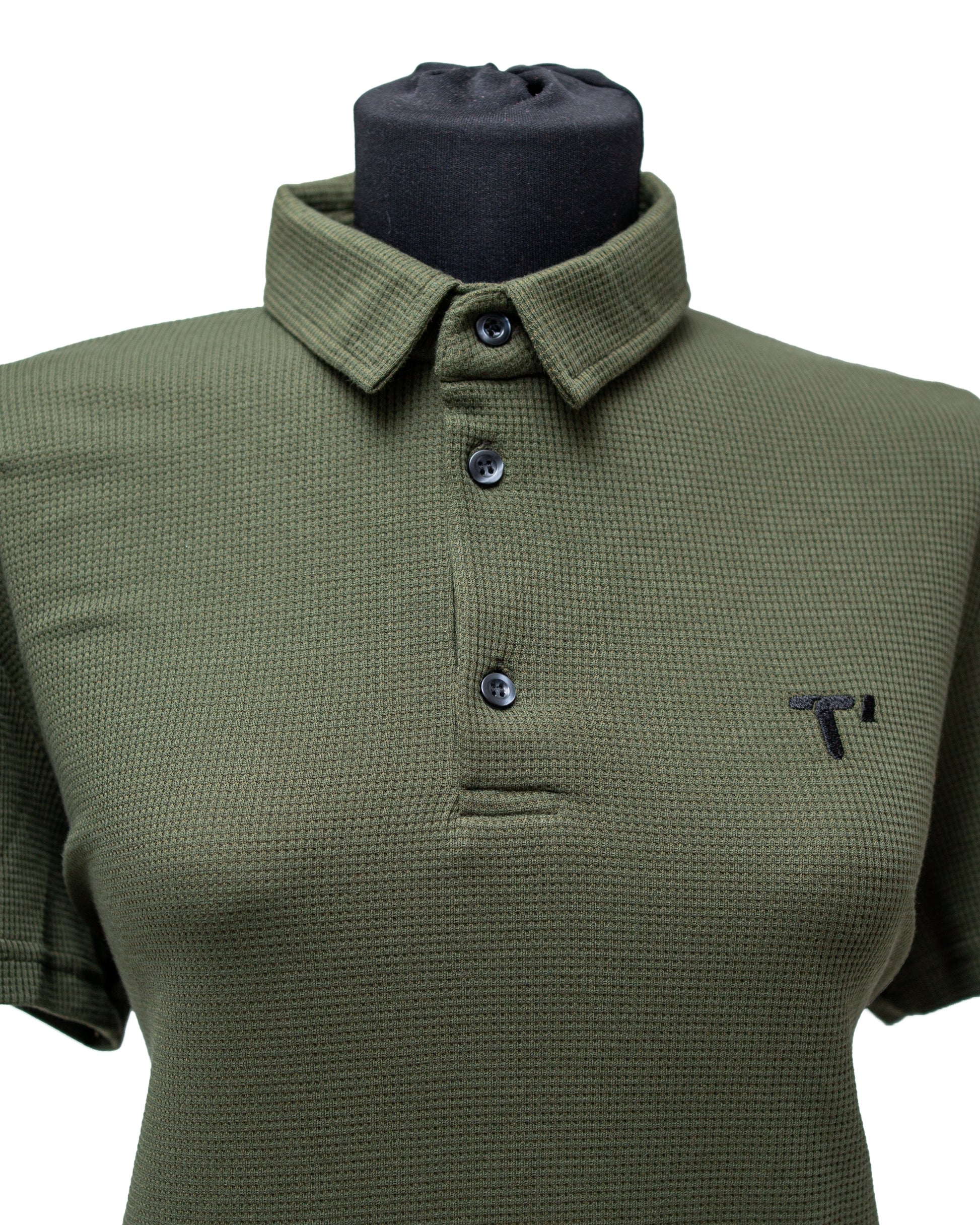 T’OMVES Haki Kadın Polo Yaka Düğmeli T-Shirt
