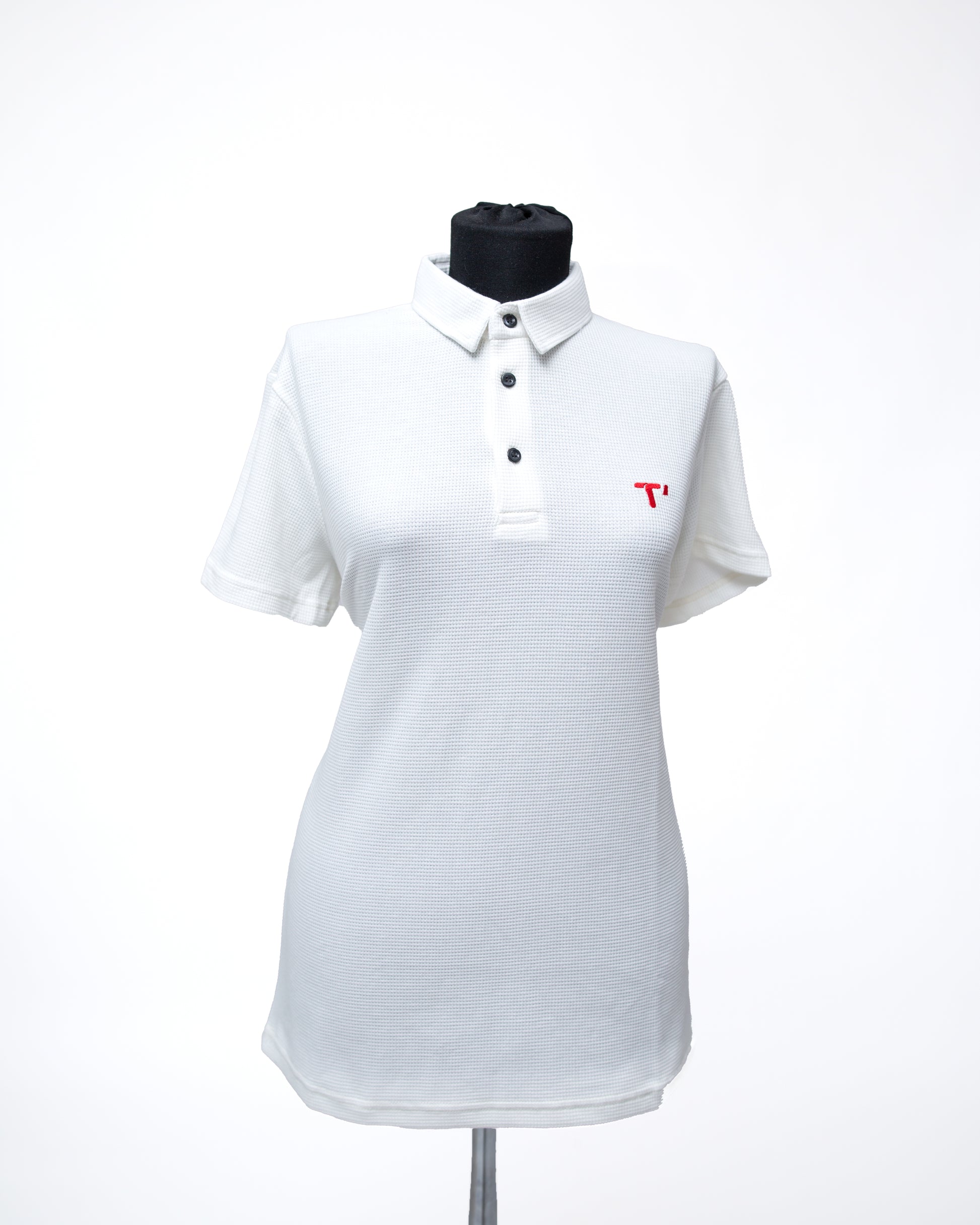 T’OMVES Beyaz Kadın Polo Yaka Düğmeli T-Shirt