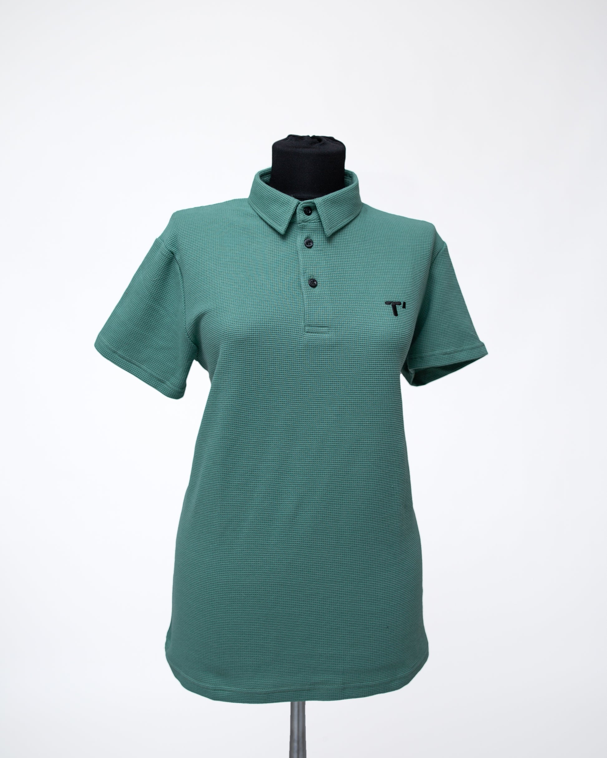 T’OMVES Yosun Yeşili Kadın Polo Yaka Düğmeli T-Shirt