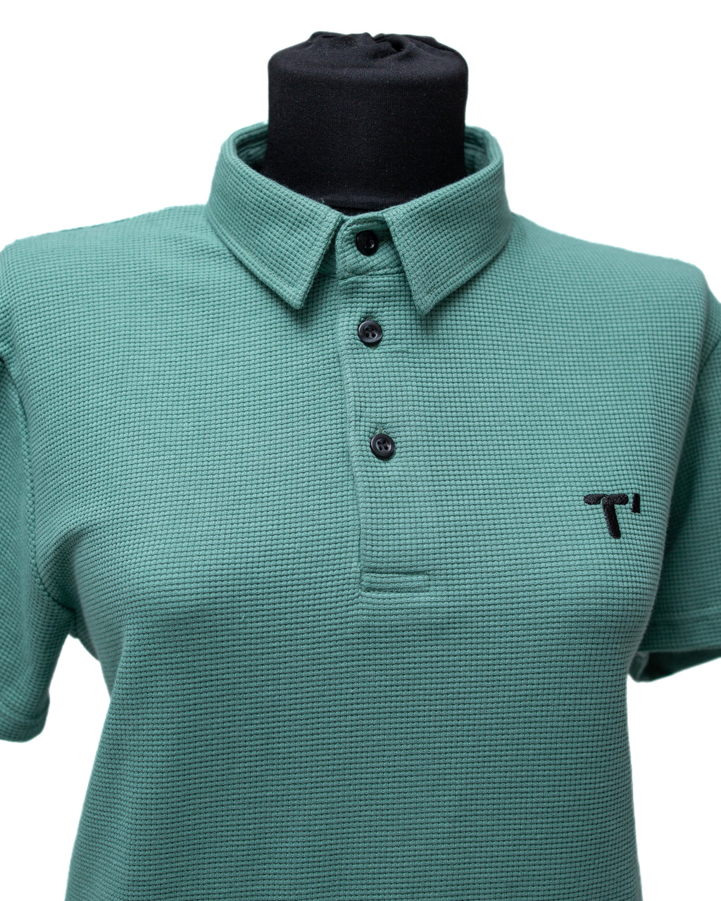 T’OMVES Yosun Yeşili Kadın Polo Yaka Düğmeli T-Shirt